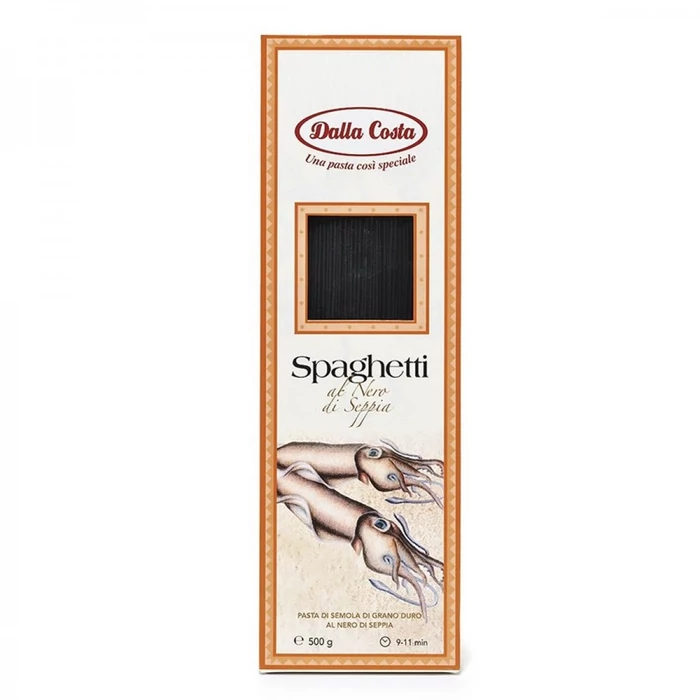 Dalla Costa Spaghetti al Nero di Seppia - Spagettitészta tintahal tintával 500g